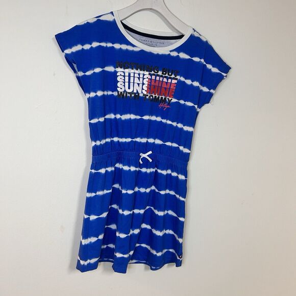 Tommy Hilfiger Womens XL Blue Stripe Dress Graphic Logo Casual - Picture 2 of 8